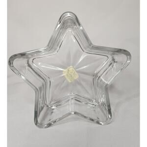 Crate & Barrel 6" Glass Star Bowl Candy Nut Dish Clear Glass NEW w/ Tag